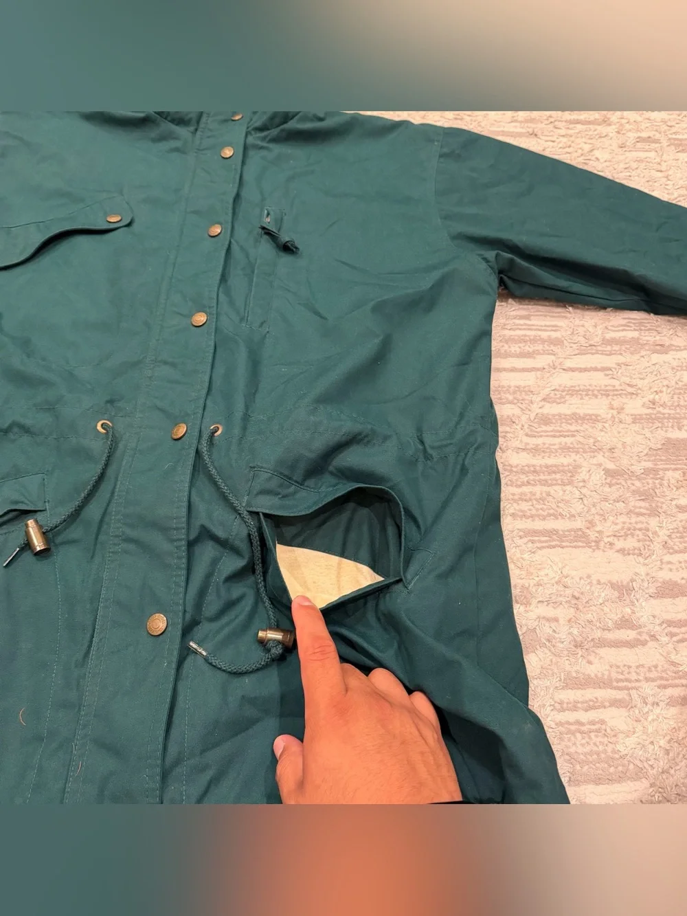 Vintage Eddie Bauer Wool Plaid Lined Chore Coat Men’s Medium Jacket Zip Button